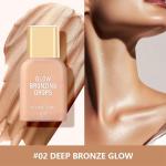 Eshioh Body Highlighter Liquid，Long Lasting Moisturizing Face & Body Luminizer, Lightweight Formula without smudging，Waterproof 02#Deep Bronze