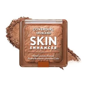 COVERGIRL TruBlend Skin Enhancer Baked Luminous Bronzer, with Hyaluronic Acid & White Rose Extract, Blends Seamlessly - 320 Caramel (Medium Bronze with Copper Swirls)
