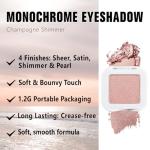 evpct Dusty Pink Champagne Single Eyeshadow Palette, Rose Gold Ice Pink Nude Glitter Cream Eye shadow Palette Singles Brightener Makeup for Older Women, High Pigment Waterproof Monochrome Eyeshadow