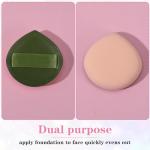 Ymapinc 5Pcs Make Up Sponges for Face, Cushion Foundation Puff, Latex-Free Makeup Applicator Sponge for Natural and Easy Makeup, Soft and Reusable Foundation Sponge for Liquid, Green