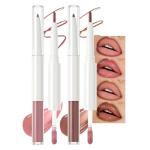 BINGBRUSH 2PCS Lip Gloss Set, Creamy 2-in-1 Lip Liner & Gloss Combo, Hydrating Lip Plumper Lifter, Easy-to-Apply Lip Tint for Daily, Work & Party, Women's Makeup