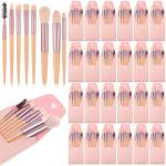 Oqqlin 24 Sets Travel Makeup Brush Set Bulk, Mini Face Makeup Brushes with Storage Bags Soft Synthetic Fiber Make up Brush for Women Girls Party,Wedding, Bridal Shower