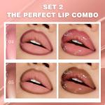 BINGBRUSH 2PCS Lip Gloss Set, Creamy 2-in-1 Lip Liner & Gloss Combo, Hydrating Lip Plumper Lifter, Easy-to-Apply Lip Tint for Daily, Work & Party, Women's Makeup