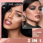 BINGBRUSH 2PCS Lip Gloss Set, Creamy 2-in-1 Lip Liner & Gloss Combo, Hydrating Lip Plumper Lifter, Easy-to-Apply Lip Tint for Daily, Work & Party, Women's Makeup