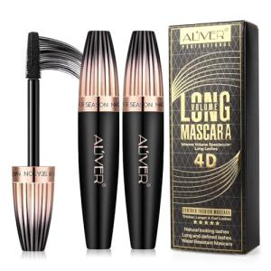 4D Silk Fiber Lash mascara, Waterproof Mascara Black Volume and Length, Natural Lengthening and Thick, Smudge-Proof,No Clumping, Instantly Create The Look of Lash Extensions, All Day Full, 2 Pack