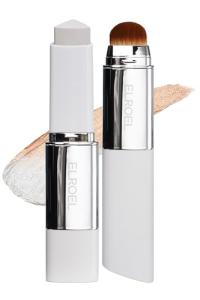 ELROEL BLANC Cover Cream Stick V - Korean Color-Changing Foundation with Detachable Brush - Full to Medium Coverage Base Makeup (201 Light, 0.45 oz)