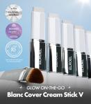 ELROEL BLANC Cover Cream Stick V - Korean Color-Changing Foundation with Detachable Brush - Full to Medium Coverage Base Makeup (201 Light, 0.45 oz)