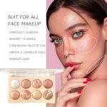 K'APEINE 8 Colors Baked Powder Palette, Pink Gold Brown Face Highlighter Eyeshadow Blush Contour Makeup Palette All Face Baked Makeup Kit Blendable Highlighter for Women Daily, Parties,Festivals-02#