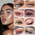 K'APEINE 8 Colors Baked Powder Palette, Pink Gold Brown Face Highlighter Eyeshadow Blush Contour Makeup Palette All Face Baked Makeup Kit Blendable Highlighter for Women Daily, Parties,Festivals-02#