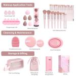 MAANGE Makeup Brush Set 51 PCS Professional Makeup Brushes for Foundation Powder Concealers Eye shadows Blending Blush Travel Make up Brush Kit (Pink)