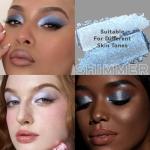 Noerrors Blue Silver Cool Toned Shimmer Eyeshadow Palette for Women, Blendable Sparkly Glossy Pearl Glow Cream Eyeshadow, Pigmented Waterproof Long Wear Soft Glitter Highlighter&Eye Brightener Makeup