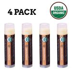 Earth's Daughter USDA Organic Lip Balm 4-Pack Creamy Coconut Flavor - Beeswax, Coconut Oil, Vitamin E - Best Lip Repair Chapstick for Dry Cracked Lips