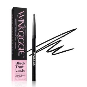 WINKGIGGLE Black Eyeliner No Budge Retractable Eye Liner, Creamy Pigmented & Waterproof Creates Bold & Defined Lines Vegan & Cruelty-Free Easy to Apply （Black）