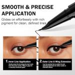 Jutqut Black Waterproof Liquid Eyeliner, Long-lasting Eye Liner with Ultra-Fine Brush-Tip for Precise Finish, Smudge-Proof Transfer-Resistant Formula, Smooth Glide Micro Angled Liquid Liner Pen