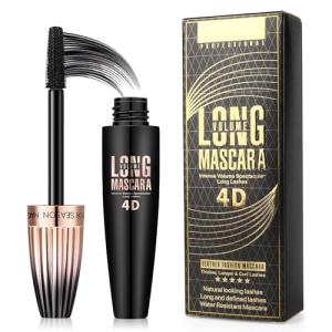 4D Silk Fiber Lash Mascara, Waterproof Long Lasting Mascara Black Volume and Length Natural, Exquisitely Full, Lengthening Thickening Softer Fuller Lashes Amplify Smudge-Proof Eyelash Mascaras,1 Pack