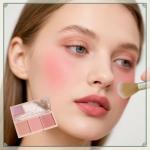 3-in-1 Matte Powder Blush Palette with Pro Brush – Versatile Face Makeup Contour Kit for All Skin Tones – Long-Lasting, Blendable Cheek Color Trio – Travel Size for Natural Beauty