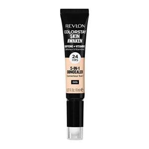 Revlon ColorStay Skin Awaken 5-in-1 Concealer, Lightweight, Creamy Longlasting Face Makeup with Caffeine & Vitamin C, For Imperfections, Dark Circles & Redness, 005 Fair, 0.27 Fl Oz