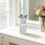 Yivaiks 14 Pcs Silver Bling Makeup Brushes Set Ultra Soft Professional Face Crystal Cosmetics Powder Concealer Eye Shadows Make Up Beauty Tool with Holder