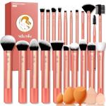 Makeup Brushes Set, Mlemle Professional 26 Pcs Makeup Kit, Include Powder Blush Concealers Foundation Eye shadows 21 Pcs Makeup Brushes and 2 Powder Puff, 3 Makeup Sponge(A04)