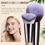 BS-MALL Travel Makeup Brushes Premium Synthetic Foundation Powder Concealers Eye Shadows 7 PCS with Triangle Puff & Storage Bag (Bamboo)