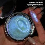 Holographic Blue Highlighter Makeup with Violet Shift, Icy Duochrome meatllic Cream Face Highlight Chameleon Sparkle Soft Shimmer Glitter Waterproof Long Lasting Arora Blue body Eye highlighter#0.56oz