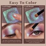 Noerrors Duochrome Plum Mauve Green Blue Glitter Eyeshadow Palette, Holographic Chameleon Rich Color Shimmer Metallic Eye Shadow, Color Shift Sparkle Iridescent Eye Brightener Fairy Makeup for Rave#02