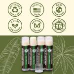 Earth's Daughter SPF Lip Balm Eucalyptus Mint 4-Pack - Lip Sunscreen, SPF 15, Organic Ingredients, Beeswax, Coconut Oil, Vitamin E - Hypoallergenic, Gluten Free