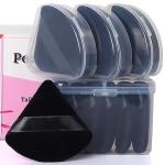 Ocim 10Pcs Triangle Powder Puffs for Face Powder,Soft Velour Triangular Beauty Puff,Makeup Pressed,Baking & Setting Powder Sponge Applicator Pads with Case,Black