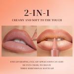 6 Pcs Gradient Lip Liner and Lipstick Combo Set - 2-in-1 Ombre Lipstick & Brown Lip Liner Duo - Waterproof, Long-Lasting, Matte Finish - Smudge-Proof, Full Coverage Lip Kit for Fuller & Plumper Lips