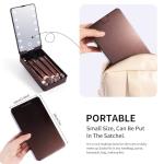 MAANGE Makeup Brush Set 10 Pcs Travel Makeup Brushes Double-ended Kabuki Brush for Foundation Powder Concealers Eye Shadows Makeup Tools Set with LED Light Mirror (Coffee Brown)