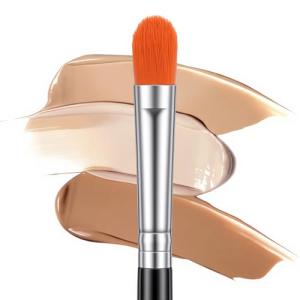 1 Pcs Flat Rounded Concealer Brush, Extra Flat Eyebrow Brush & Eye Shadow Primer Applicator, Soft Dense Synthetic Small Makeup Brushes for Blending Cream Liquid Powder