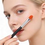 1 Pcs Flat Rounded Concealer Brush, Extra Flat Eyebrow Brush & Eye Shadow Primer Applicator, Soft Dense Synthetic Small Makeup Brushes for Blending Cream Liquid Powder