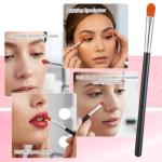 1 Pcs Flat Rounded Concealer Brush, Extra Flat Eyebrow Brush & Eye Shadow Primer Applicator, Soft Dense Synthetic Small Makeup Brushes for Blending Cream Liquid Powder