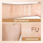Matte Concealer Foundation Stick, Full Coverage for Dark Circles, Acne & Redness, Blemishes & Contouring, Long-Lasting Korean Waterproof Formula for All Skin Tones, Built-In Kabuki Brush (2# Nature)