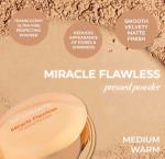 MCoBeauty - Miracle Flawless Pressed Powder - 3 Medium Warm Shade - Compact Setting Powder with Rose Flower Extract and Sweet Almond Oil - Helps Finish and Refine the Look of Makeup