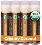 Earth's Daughter USDA Organic Lip Balm 4-Pack Creamy Coconut Flavor - Beeswax, Coconut Oil, Vitamin E - Best Lip Repair Chapstick for Dry Cracked Lips