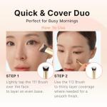 THE TOOL LAB 111 Light Coverage Foundation Brush, Sculpt Edge Professional Base Brush for Liquid & Cream, Primer & Sunscreen, Vegan K-Beauty Tool