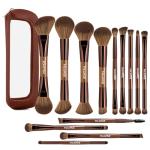 MAANGE 13 Pcs Foundation Makeup Brush Set With Bag, Make up Brushes, Double-End Multi Functional Makeup Brushes, Professional Face Brush Set Tools For Liquid Powder Concealer Cream Blush (Brown)