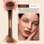 MAANGE 13 Pcs Foundation Makeup Brush Set With Bag, Make up Brushes, Double-End Multi Functional Makeup Brushes, Professional Face Brush Set Tools For Liquid Powder Concealer Cream Blush (Brown)