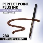COVERGIRL Perfect Point Plus Ink Gel Eye Pencil, Pigmented, Long-Wearing, Vegan Formula, Shimmering Brown 280, 0.01oz