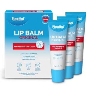 Flexitol Lip Balm, 0.35 Ounce Tube, Cream White, 3 Count (Pack of 1)