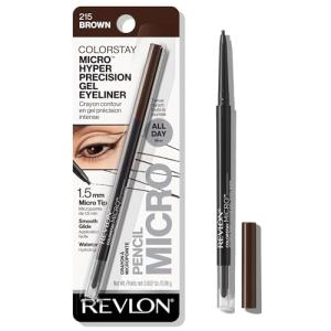 Revlon Gel Eyeliner, ColorStay Micro Hyper Precision Eye Makeup with Built-in Smudger, Waterproof, Longwearing with Micro Precision Tip, 215 Brown, 0.002 oz