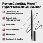 Revlon Gel Eyeliner, ColorStay Micro Hyper Precision Eye Makeup with Built-in Smudger, Waterproof, Longwearing with Micro Precision Tip, 215 Brown, 0.002 oz