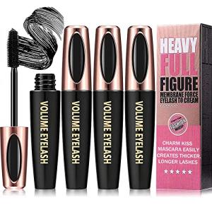 3 Pack 4D Silk Fiber Lash Mascara, Waterproof Smudge-proof Thickening Lengthening Mascara Black, All Day Exquisitely Full, Long, Thick, Long-Lasting No Flaking Lash Extensions
