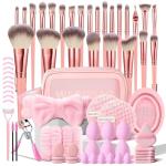 HGHDBT 70Pcs Pink Makeup Brushes Set Professional Makeup Kit Multi-functional Makeup Tool Set with Case Facial Makeup Accessories, Foundation Makeup Brush Kit Eye and Face Make up Brushes & Tools