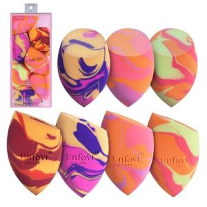 Unfovi 7Pcs Tri Color Makeup Sponge, Low Absorption Latex Free Soft Makeup Sponges For Foundation,Beauty Sponge Blender for Power&Cream,Liquid (Multicolor)