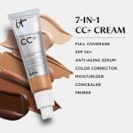 IT Cosmetics CC+ Cream (Medium Tan) - Natural Full Coverage Foundation With SPF 50+, Color Corrector & Anti-Aging Hydrating Serum, Hyaluronic Acid + Peptides, Lightweight - 1.08 fl oz