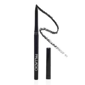 Palladio Retractable Waterproof Eyeliner, Richly Pigmented Color and Creamy, Slip Twist Up Pencil Eye Liner, Smudge Proof Long Lasting Application, All Day Wear, No Sharpener Required, Pure Black