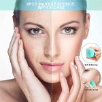 Makeup Sponge Set DUAIU 4Pcs Blender Beauty Foundation Blending Sponge, Flawless for Liquid, Cream, and Powder, Professional Streak Free Application Blend, Makeup Sponges with Storage Box(Aquamarine)