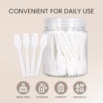 100pcs Pana Brand Cosmetic Make Up Disposable Plastic 2.5" Spatulas Skin Care Facial Cream Mask Spatula (100 Pieces in a Container) (WHITE)